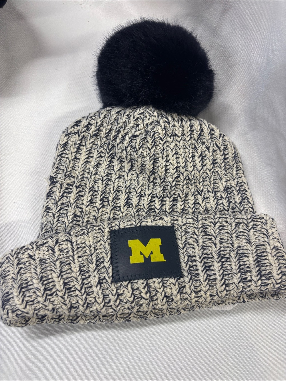 Love Your Melon Cream and Navy Marled Knit Hat-NWOT